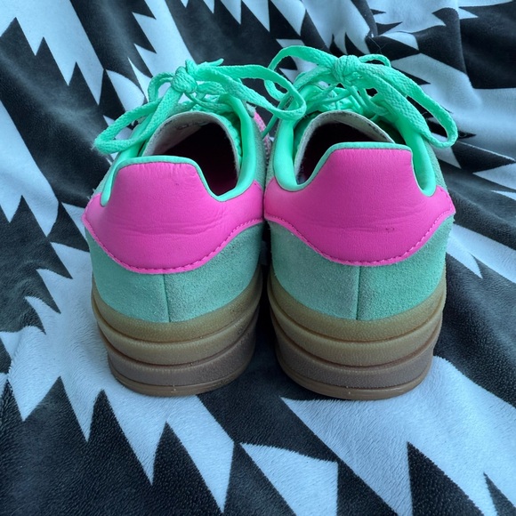 adidas Gazelle Mint Green and Pink Platform Sneakers - Picture 4 of 7
